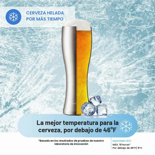Vista 2 de LocknLock - Vaso para cerveza con tapa para bebida, cóctel, sin condensación, doble pared aislada, acero inoxidable, vajilla estilo pilsner, 560ml