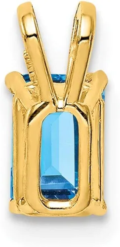 Vista 3 de Colgante de oro amarillo macizo de 14 k 0.236 x 0.157in con topacio azul de corte esmeralda