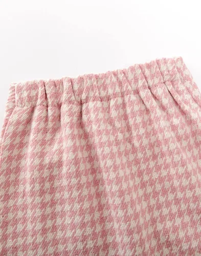 Vista 6 de WDIRARA Conjunto de 2 piezas de chaqueta y falda de pata de gallo con botones frontales y manga larga, cuello redondo