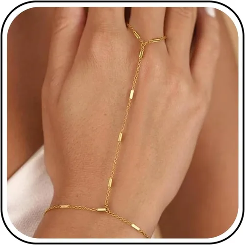 Vista 21 de Long tiantian Pulsera de cadena de mano, pulseras de oro para mujer, pulseras de cadena de eslabones de moda, anillo de dedo, pulsera de esclavos