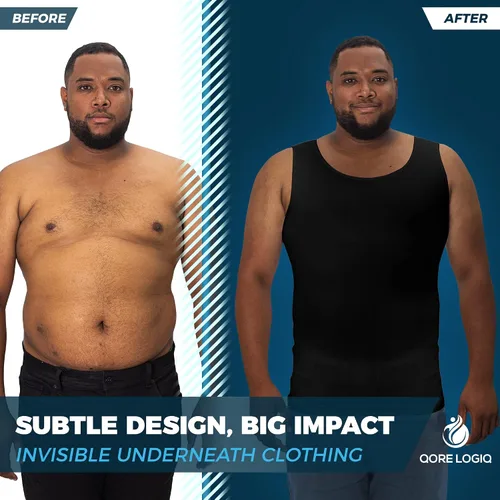 Vista 7 de QORE LOGIQ Gynecomastia - Camisas de compresión para hombre, camiseta sin mangas adelgazante, moldeador de cuerpo, fajas para hombres, brasier