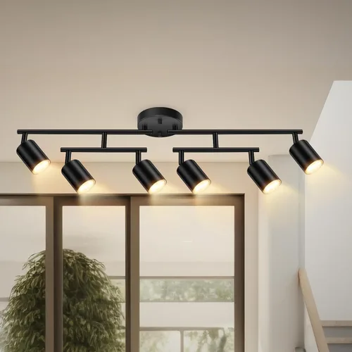 Vista 21 de Accesorios de iluminación de pista de techo negro, accesorio de iluminación de cocina, kit de luz de pista de 4 luces de 30", luces de techo LED