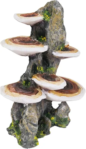 Vista 5 de Penn-Plax Deco-Réplicas - Tronco de árbol con estante para decoración de acuario de hongos, seguro para peceras de agua dulce y salada