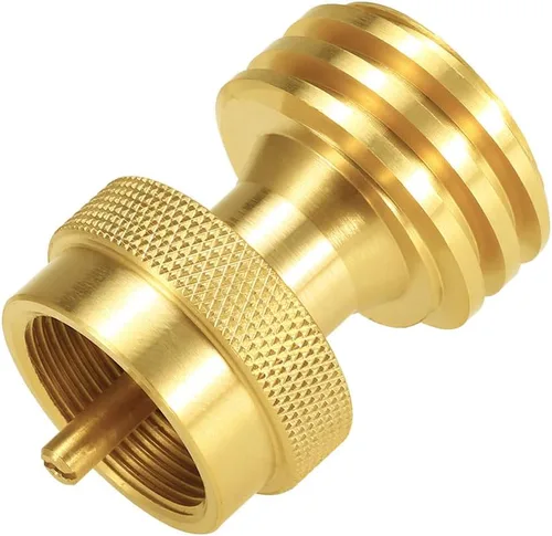 Vista 5 de Joywayus Adaptador ahorrador de latón macizo, convertidor de adaptador de propano redondo de 1 libra, botella pequeña universal para parrilla de gas