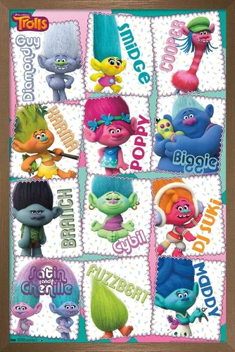Vista 14 de Trends International Trolls - Grid Wall Poster, 22.4L x 14.7W, Barnwood Framed Version