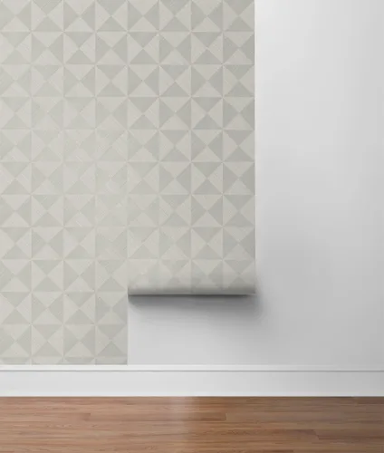 Vista 6 de NextWall Stacy Garcia Home Geo - Papel tapiz para despegar y pegar (gris lunar)