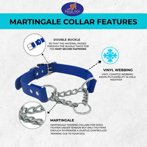 Vista 8 de Regal Dog Products Collar Martingale para perros – Collar impermeable de bioano para perros pequeños, medianos y grandes – Cadena resistente