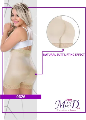 Vista 4 de M&D Pantalones cortos adelgazantes moldeadores de glúteos de cintura alta Fajas Colombianas Levanta Cola
