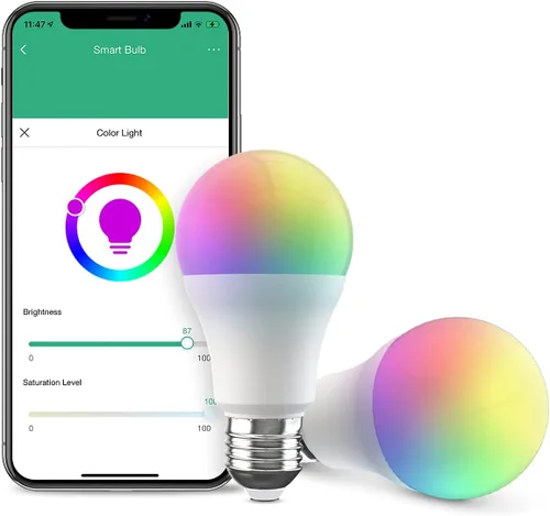 Vista 11 de Broadlink Bombilla inteligente, 10 W RGB regulable Wi-Fi LED bombillas inteligentes A19 800lm, funciona con Alexa, Google Home, Siri e IFTTT,