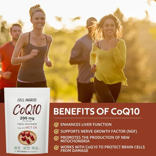 Vista 7 de CQ10, 200 mg por porción, 300 cápsulas blandas con aceite de coco MCT, ubiquinona altamente absorbible forma de CoQ10, soporte antioxidante