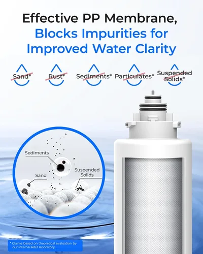 Vista 5 de Waterdrop TSPP Filtro de agua para debajo del fregadero de sedimentos, reemplazo TSU-W Sistema de filtro de agua ultrafiltración de 3 etapas