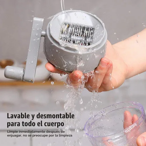 Vista 4 de Picador de tuercas, molinillo manual portátil de tuercas con manivela de mano para todas las nueces, cortador de alimentos de mano, picadora Gris