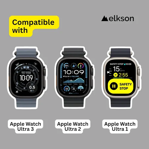 Vista 2 de elkson Funda con banda para Apple Watch Ultra de 49mm 3/2/1 con protector de pantalla de vidrio templado, Serie Quattro Pro resistente para correa