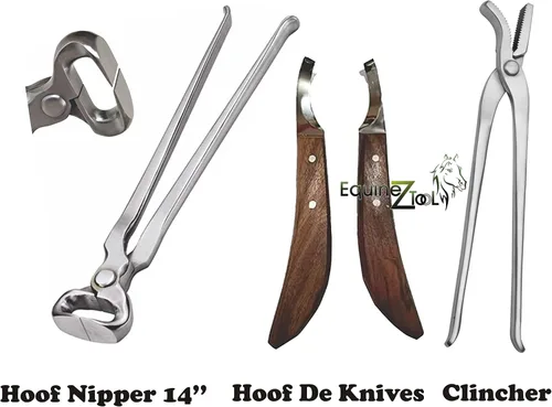 Vista 3 de Farrier Tools - Juego de cuchillos de pezuña de 14 pulgadas con 12 pulgadas de clincher y herrador, herramientas profesionales de corte y sujeción