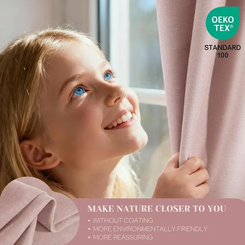 Vista 4 de HOMEIDEAS Cortinas Opacas 100% de Chenilla para Dormitorio, Cortinas Rosa Rubor de 63 Pulgadas de Largo, 2 Paneles para Sala de Estar/Guardería