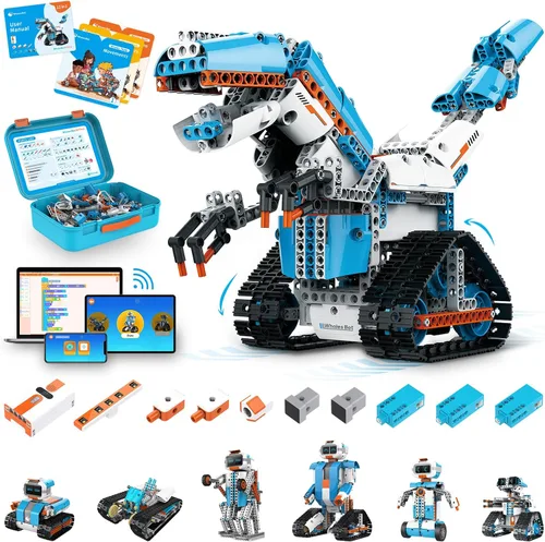 Vista 4 de WhalesBot Kit de robot de codificación STEM D1 21 en 1 para niños (a partir de 4 años), juego de construcción educativo de más de 280 piezas