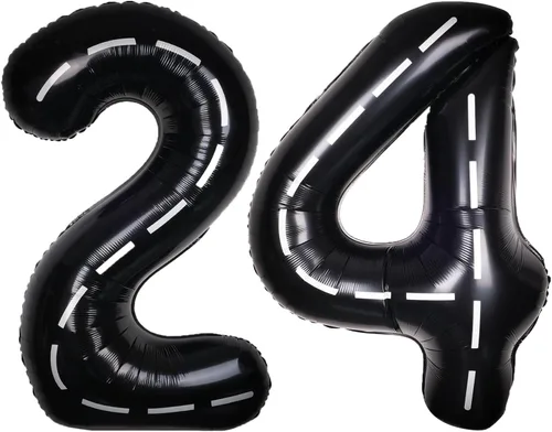 Vista 20 de Coche de carreras de 40 pulgadas, color negro, número 0, gran pista de carreras de helio, 0-9, gigante, digital, 0º papel de aluminio de Mylar