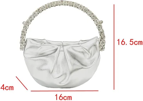 Vista 5 de UMREN Bolsos de mano de noche de cristal para mujer, mini bolso con asa de diamante con purpurina y diamantes de imitación brillantes