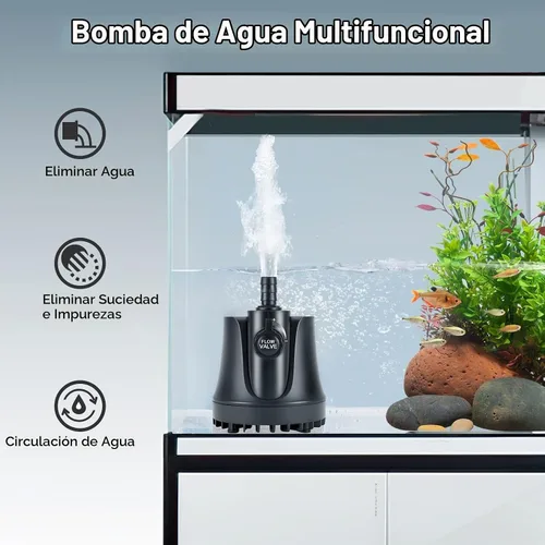 Vista 5 de AQQA Bomba de agua sumergible para acuario de 265-800 GPH con interruptor ajustable, eliminación de agua y bomba de limpieza de sumidero de drenaje
