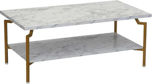 Vista 11 de Household Essentials Mesa de centro rectangular de hierro negro y oro