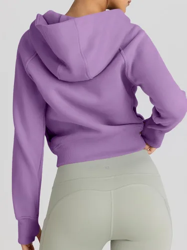 Vista 5 de Trendy Queen - Sudaderas con capucha y cremallera para mujer, sudaderas cortas de vellón, trajes de otoño, estilo informal, cómodas, Y2K, ropa