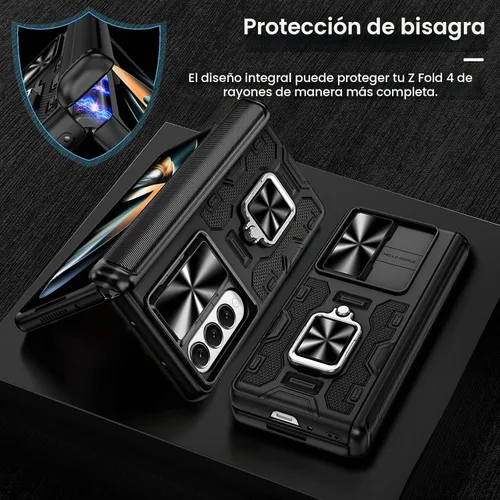 Vista 9 de VEGO - Funda para Galaxy Z Fold 4 con clip para cinturón y protector de pantalla 360°Ring Kickstand & Camera Cover, Hinge Protection Shockproof