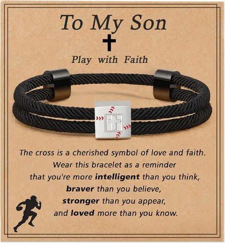 Vista 11 de Pulsera cruz de béisbol/fútbol/baloncesto/fútbol americano de Lydow para graduación, para niños, hombres, hijos, jugadores, equipo, amantes, nietos