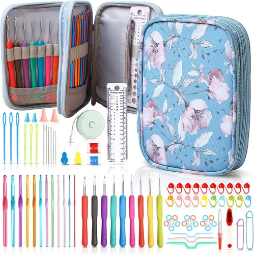 Vista 10 de SHAXANO Kit de Ganchos de Ganchillo con Estuche, 95 Piezas, Agujas de Ganchillo Ergonómicas, Kits de Hilo para Tejer, Herramientas de Arte de Tejido