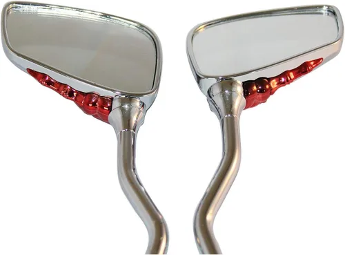 Vista 3 de Espejos de motocicleta de mano de calavera roja 3D pequeños compatibles para Yamaha Stratoliner S XV1900CTSES 2014