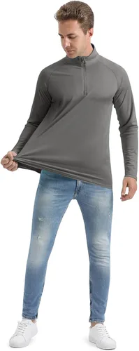 Vista 7 de CRYSULLY Camisas de pesca para hombre con protección solar UPF 50+ de manga larga y cremallera de 14