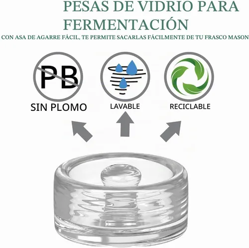 Vista 3 de Pesas de vidrio de fermentación con mango de fácil agarre para frascos Mason, sin plomo, lavables (2 piezas)
