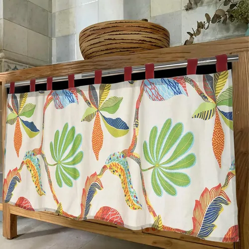 Vista 14 de ABREEZE Cortinas de cocina de lino y algodón retro, cenefas de estilo bohemio para ventanas pequeñas, 55 x 20 pulgadas
