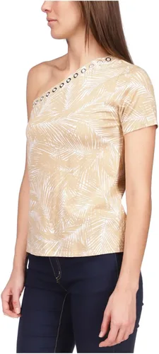 Vista 3 de Michael Michael Kors Top con un hombro adornado para mujer (M, caqui), Caqui