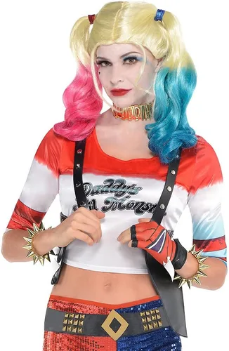 Vista 2 de SUIT YOURSELF Harley Quinn - Funda de hombro para Halloween, accesorio para adultos, talla única, piel sintética con ojales plateados