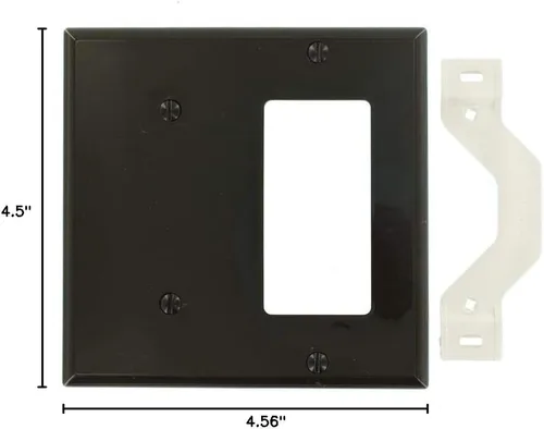 Vista 3 de Leviton Decora/ICFT - Placa de pared para combinación de dispositivos de 2 unidades, 1 blanco, tamaño estándar, 80708