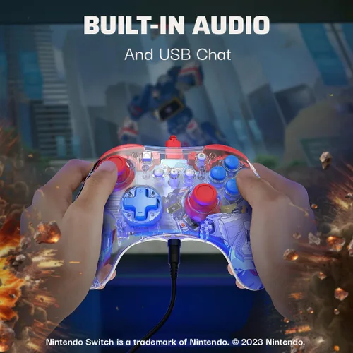 Vista 3 de PDP REALMz Wired Controller for Nintendo SwitchOLED - Transformers Rise of Beasts Optimus Prime City Battle