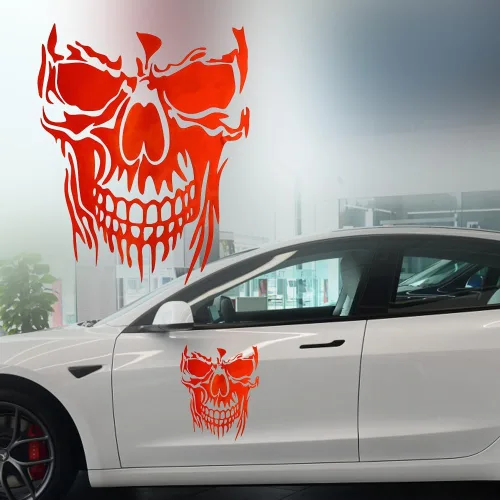 Vista 5 de Calcomanías para capó de coche con calavera láser 3D, color negro para auto