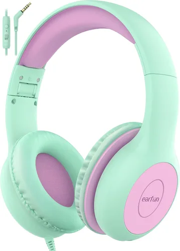 Vista 21 de EarFun K1 - Auriculares para niños con cable con micrófono, auriculares