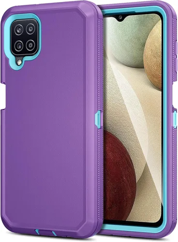 Vista 24 de Jiunai - Carcasa para Samsung Galaxy A12, resistente de doble capa, a prueba de golpes, color negro