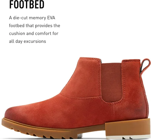 Vista 5 de SOREL Botas Chelsea Emelie II para mujer, botas de lluvia de cuero impermeables