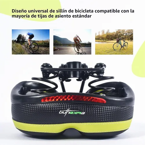 Vista 3 de EBIKELING Asiento de bicicleta de doble absorción de golpes, suave y cómodo, acolchado para hombres y mujeres, cómodo, espuma viscoelástica, ajuste