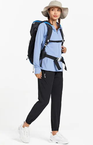 Vista 5 de Libin - Pantalones ligeros para correr de secado rápido para mujer pantalones de senderismo con bolsillos con cremallera