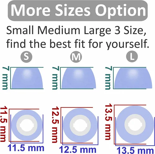 Vista 2 de Almohadillas de espuma viscoelástica compatibles con Beats Fit Pro Foam Tips para los oídos, S/M/L 3 pares de color morado