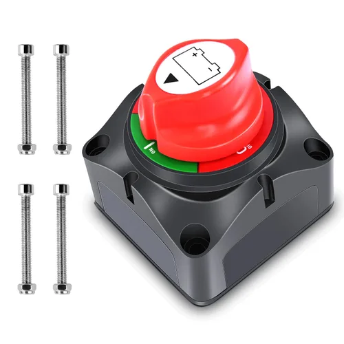 Vista 28 de Nilight Battery Disconnect Switch with Waterproof Key and Cover 12V 24V On Off Battery Master Isolator Cut Off Power Kill Switch for Car Marine Boat