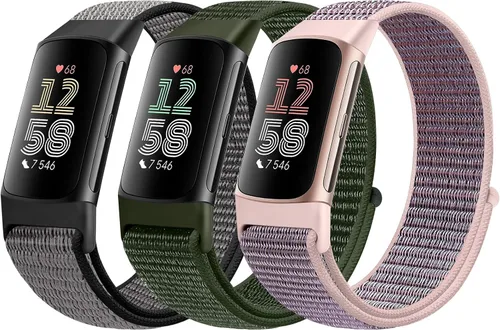 Vista 15 de Correas de nailon para reloj deportivo compatibles con Fitbit Charge 6/5, correa de muñeca ajustable, transpirable, de repuesto, suave, de bucle