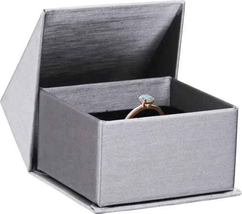 Vista 11 de ALLUREPACK Caja - Caja de regalo de joyería de papel de cartón cepillado de seda con cierre en ángulo moderno de élite, interior de espuma con Negro