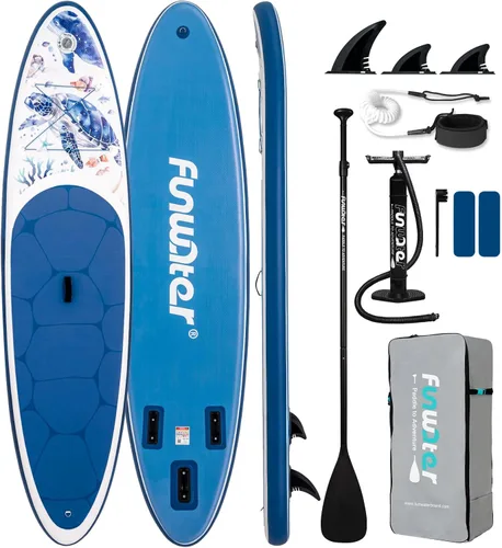 Vista 27 de FunWater Tabla de remo inflable de 11 pies y 10 pies 6 pulgadas con accesorios de tabla de remo de SUP de alta calidad, cubierta de EVA Grano
