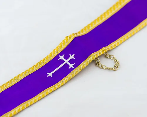 Vista 3 de mds - Estola de visitaconfesional- Seda pura, Violeta, blanco y oro