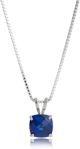 Vista 11 de MAX + STONE 925 Sterling Silver Cushion Cut Birthstone Necklace for Women 6mm Hypoallergenic Solitaire Necklace Gemstone Pendant Necklaces with