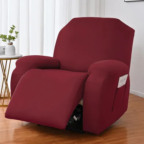 Vista 20 de vctops Fundas para sofá reclinable de 3 cuerpos, elásticas, de punto, suaves, lisas, antideslizantes, para sofá, protector de muebles con parte Café